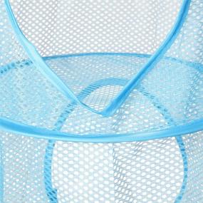 img 3 attached to Hanging Mesh Space Saver Bags Organizer - 3 Compartments Toy Storage Basket for Kids Room Organization - Blue Mesh Hanging Bag