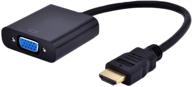 адаптер-конвертер кабеля hdmi в vga 15-контактным d sub с аудио - мужской разъем hdmi с золотом к женскому разъему vga для подключения ноутбука к монитору компьютера - совместим с пк, mac, ps4, проектором и другими. логотип