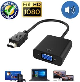 img 3 attached to Адаптер-конвертер кабеля HDMI в VGA 15-контактным d Sub с аудио - мужской разъем HDMI с золотом к женскому разъему VGA для подключения ноутбука к монитору компьютера - совместим с ПК, MAC, PS4, проектором и другими.