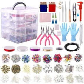 img 4 attached to 2020Pcs Jewelry Making Supplies Kit - Earrings, Repair Tools, Charms, Beads, Findings, Case, Beading Wire - Necklace, Bracelet Crafts - DIY Gift for Girls, Kids