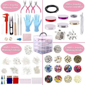 img 3 attached to 2020Pcs Jewelry Making Supplies Kit - Earrings, Repair Tools, Charms, Beads, Findings, Case, Beading Wire - Necklace, Bracelet Crafts - DIY Gift for Girls, Kids