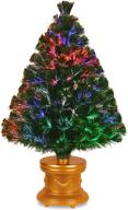 3 ft national tree company pre-lit artificial christmas tree - flocked with mixed decorations, multi-color led lights, and fiber optic evergreen firework design logo