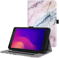 📱 fintie alcatel joy tab 2 8-inch tablet case (model: 9032z) - [hands free] folio stand cover with multiple angle viewing and pocket, marble pink logo