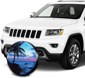 img 1 attached to Tropical Paradise Spare Tire Cover: Waterproof, Dust-Proof UV Sun Wheel Cover for Jeep, Trailer, RV, SUV - 16 Inch