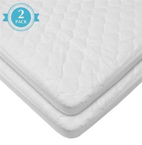img 2 attached to 🛏️ 2 Pack Waterproof Fitted Quilted Cotton Portable Mini Crib Mattress Pad Cover by American Baby Company - White, for Boys and Girls - 24x38x5 Inch (Pack of 2)