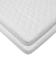 🛏️ 2 pack waterproof fitted quilted cotton portable mini crib mattress pad cover by american baby company - white, for boys and girls - 24x38x5 inch (pack of 2) logo