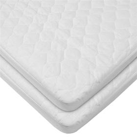 img 4 attached to 🛏️ 2 Pack Waterproof Fitted Quilted Cotton Portable Mini Crib Mattress Pad Cover by American Baby Company - White, for Boys and Girls - 24x38x5 Inch (Pack of 2)