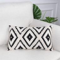 🛋️ ailsan moroccan diamond tufted throw pillow cover - comfy lumbar accent for indoor & outdoor - 12x20 inch decorative cushion case for couch, sofa, bedroom, living room - beige white логотип