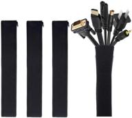 💪 organize your cords with the joto cable management sleeve 4-pack - flexible, zipper closure, ideal for home entertainment setup - black logo