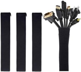 img 4 attached to 💪 Organize Your Cords with the JOTO Cable Management Sleeve 4-Pack - Flexible, Zipper Closure, Ideal for Home Entertainment Setup - Black