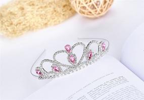 img 1 attached to 👑 Lovelyshop Pink Rhinestone Tiara for Little and Big Kid Girls Prom, Birthday, and Princess Party