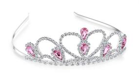 img 3 attached to 👑 Lovelyshop Pink Rhinestone Tiara for Little and Big Kid Girls Prom, Birthday, and Princess Party