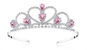 img 4 attached to 👑 Lovelyshop Pink Rhinestone Tiara for Little and Big Kid Girls Prom, Birthday, and Princess Party