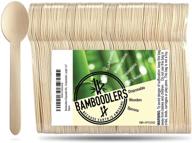 earth-friendly disposable wooden spoons by bamboodlers - 100% all-natural, biodegradable & compostable pack of 100-6.5” spoons logo
