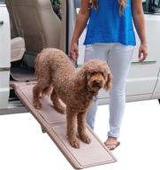 🐾 pet gear travel lite bi-fold ramp, safe & portable pet accessory with rubber grippers, 42" l - tan logo