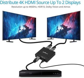 img 2 attached to Разветвитель HDMI gofanco Compact 4K 60 Гц HDR - 4K @60 Гц 4:4:4, 18 Гбит/с, масштабирование с 4К до 1080р, поддержка HDR10, Dolby Vision, HDMI 2.0a, HDCP 2.2, 3D, 2 порта, 1 вход 2 выхода (Splitter2P-HD20)