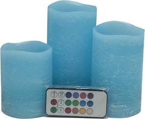 img 4 attached to 🕯️ Premium Blue LED Candles Gift Set of 3 - Realistic Pillar Candles with Remote and Timer - Battery Operated, 3"Dia x 4.5", 5", 6" Tall - Ocean Scent - Ideal for Home Decor, Wedding, Gift, Wine Bar