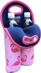 img 3 attached to 🍷 Koverz - Premium Neoprene Wine Carrier: Stylish Pink Flamingos Design – Perfect for Safely Transporting Two Bottles!