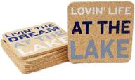 🌈 4" square dei lake sayings coasters - multicolor logo