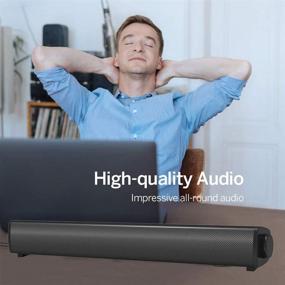 img 1 attached to 🔊 USB Powered Wired Sound Bar for PC, Cellphone, Tablet - Mini Desktop Soundbar Speaker, Laptop Compatible - Black (USB)