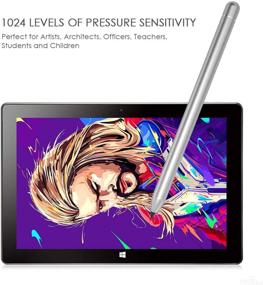 img 2 attached to 🖊️ Premium Silver Active Stylus Pen for HP Pavilion x360 11m-ad0, 14M-ba0, 14-cd0, 15-br0; HP Envy x360 15-bp0, 15-bq0, 15-cn0; HP Spectre x360 13-ac0xx, 15-blxxx; HP X2 12-e0xx, 12g0xx - Includes AAAA Battery & Nibs