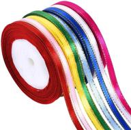 shappy 8 rolls 1/4 inch 25 yard satin ribbon double face golden edges fabric ribbon, 8 colors logo