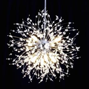 img 4 attached to 💡 Contemporary Chrome Crystal Firework Chandeliers, 8 Lights Dandelion Sputnik Pendant Light, Modern Globe Hanging Light Fixture for Dining Room Living Room Kitchen Island Bedroom with G9 Bulb