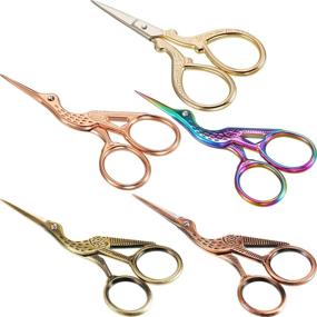 img 4 attached to 🧵 Stylish 5-Piece Stainless Steel Stork Scissors Set for Sewing, Crafts, and Embroidery (Style B)