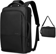 🎒 intelligent 3in1 business backpack with usb port - waterproof, slim laptop backpack for work, school, travel flight - fits 15.6 laptop - casual daypack in black logo