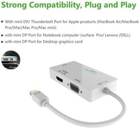 img 3 attached to 🔌 Кабель CableDeconn с покрытием золотом Mini Displayport (совместим с портом Thunderbolt) 3-в-1 адаптер для Apple MacBook Air Pro - порты HDMI/DVI/VGA с поддержкой разрешения 4kx2k (белый)