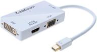 🔌 кабель cabledeconn с покрытием золотом mini displayport (совместим с портом thunderbolt) 3-в-1 адаптер для apple macbook air pro - порты hdmi/dvi/vga с поддержкой разрешения 4kx2k (белый) логотип