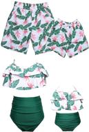 👙 high waisted bikini bathing suits for women and girls - family matching swimsuits set - swim trunks for men and boys with pockets logo
