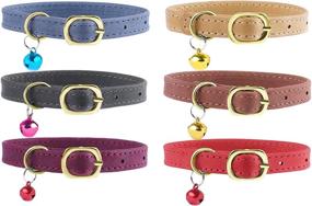 img 3 attached to Premium Adjustable Murom Cat Collar: Soft Genuine Leather for Cats, Kittens & Small Dogs