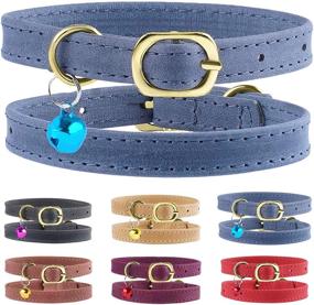 img 4 attached to Premium Adjustable Murom Cat Collar: Soft Genuine Leather for Cats, Kittens & Small Dogs