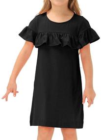 img 4 attached to 👗 GRACE KARIN Girls Cotton Dress with Casual Crew Neck, Ruffle Short Sleeves, and A-Line Design