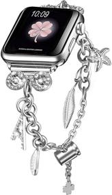 img 4 attached to 📿 Браслет с возможностью замены подвесок для ремешков Apple Watch - Secbolt Bling Bands 38 мм 40 мм 42 мм 44 мм, совместимый с iWatch SE Series 6/5/4/3/2/1, женский