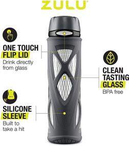 img 3 attached to 🍶 Zulu Atlas Glass Water Bottle - Silicone Sleeve Included