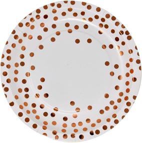 img 2 attached to 🌹 150-Piece Rose Gold Disposable Paper Party Set with Gold Foil Dot – Includes 50 Dinner Plates, 50 Dessert Plates, and 50 Cups – Ideal for Birthday, Wedding, Bridal Shower, Holiday Dinnerware Supplies