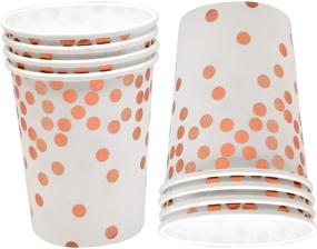 img 1 attached to 🌹 150-Piece Rose Gold Disposable Paper Party Set with Gold Foil Dot – Includes 50 Dinner Plates, 50 Dessert Plates, and 50 Cups – Ideal for Birthday, Wedding, Bridal Shower, Holiday Dinnerware Supplies