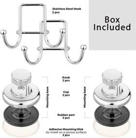 img 1 attached to 🛁 HASKO accessories - Strong Vacuum Suction Cup Hook Holder - Multi-purpose Organizer for Towels, Bathrobes, and Loofahs - Durable Stainless Steel Hooks for Bathroom & Kitchen - Towel Hanger Storage Solution, Chrome (2 Pack)