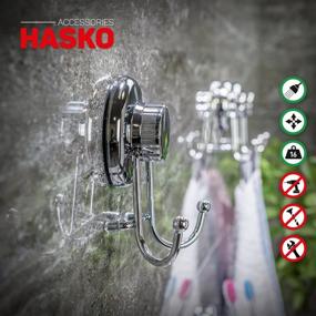 img 2 attached to 🛁 HASKO accessories - Strong Vacuum Suction Cup Hook Holder - Multi-purpose Organizer for Towels, Bathrobes, and Loofahs - Durable Stainless Steel Hooks for Bathroom & Kitchen - Towel Hanger Storage Solution, Chrome (2 Pack)