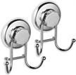 🛁 hasko accessories - strong vacuum suction cup hook holder - multi-purpose organizer for towels, bathrobes, and loofahs - durable stainless steel hooks for bathroom & kitchen - towel hanger storage solution, chrome (2 pack) logo