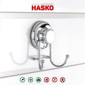 img 3 attached to 🛁 HASKO accessories - Strong Vacuum Suction Cup Hook Holder - Multi-purpose Organizer for Towels, Bathrobes, and Loofahs - Durable Stainless Steel Hooks for Bathroom & Kitchen - Towel Hanger Storage Solution, Chrome (2 Pack)