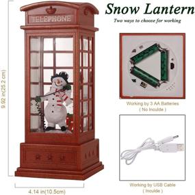 img 3 attached to 🎄 JEDAWN Christmas Lantern - Musical Lighted Snow Globe Decor with Swirling Snow - Telephone Booth Design for Festive Home Decoration and Gifts