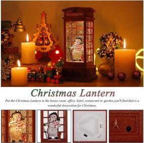 img 1 attached to 🎄 JEDAWN Christmas Lantern - Musical Lighted Snow Globe Decor with Swirling Snow - Telephone Booth Design for Festive Home Decoration and Gifts