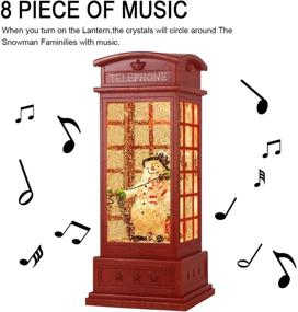 img 2 attached to 🎄 JEDAWN Christmas Lantern - Musical Lighted Snow Globe Decor with Swirling Snow - Telephone Booth Design for Festive Home Decoration and Gifts