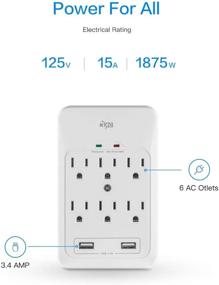 img 2 attached to 🔌 KMC 6-Outlet Surge Protector with 2 USB Ports: Reliable 980 Joules, 3.4A USB Output in Elegant White