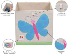 img 1 attached to 🦋 Wildkin Kids 13 Inch Storage Cube - Ideal for Children's Bedroom or Playroom Organization, Store Toys, Games, Books, and Art Supplies - Olive Kids Design with Butterflies