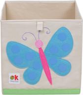 🦋 wildkin kids 13 inch storage cube - ideal for children's bedroom or playroom organization, store toys, games, books, and art supplies - olive kids design with butterflies логотип