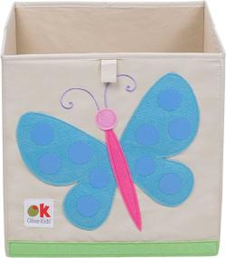 img 4 attached to 🦋 Wildkin Kids 13 Inch Storage Cube - Ideal for Children's Bedroom or Playroom Organization, Store Toys, Games, Books, and Art Supplies - Olive Kids Design with Butterflies